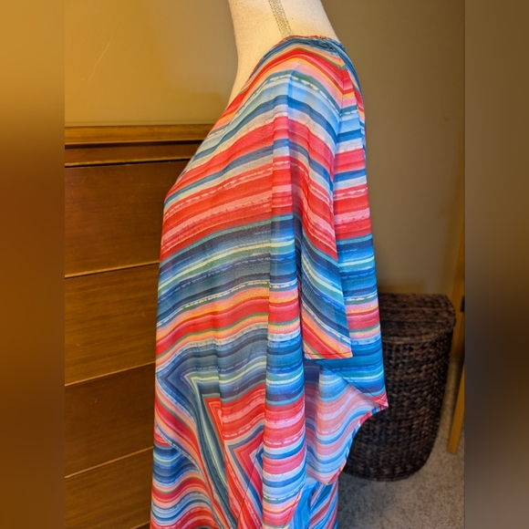 VTG Venus Swim Coverup Kaftan Dress Sheer Rainbow Print - Picture 7 of 11